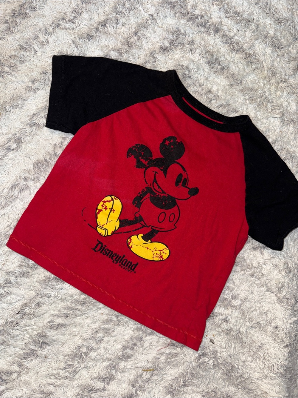 2/3T vintage Disney  Parks Kids' Red & Black Mickey Raglan Tee